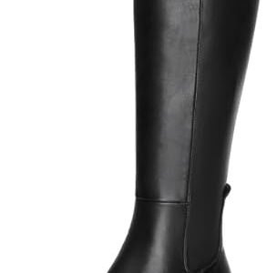 Knee High Boots Women Faux Leather Elastic Boots Low Heel Square Toe Side Zipper Fall Long Tall Boots for Women