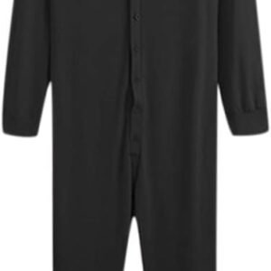Men's 1 Piece Cotton Thermal Underwear Pajama Union Suits Henley Base Bodysuit Romper loungewear Jumpsuit PJ Set