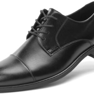 men Classic Dress Oxfords, Wingtip  Modern Formal Lace Up Shoes, Round Toe, TPR Outsole