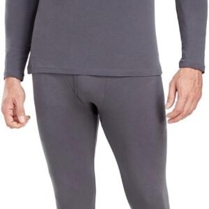 Men's Cotton Long Johns Thermal Underwear Set Base Layer Lightweight Long Sleeve Top and Bottom
