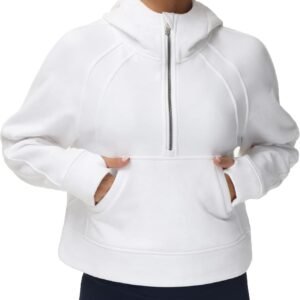 Womens' Hoodies Half Zip Long Sleeve Fleece Crop Pullover Sweatshirts with Pockets Thumb Hole