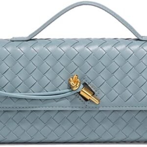 Women's Handmade Woven Evening Bag Casual Leather Shoulder Handbag Fashion Crossbody Clutch Purse