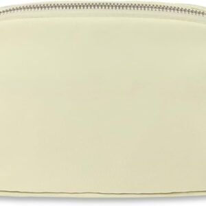 Fanny Packs for Women,Fashionable Crossbody Belt Bags Waist Pack for Teen Girls,Bum Hip Bag for Travel Hiking Cycling Running,Easy Carry Any Phone,Wallet (Beige-Two Zipper Pockets)