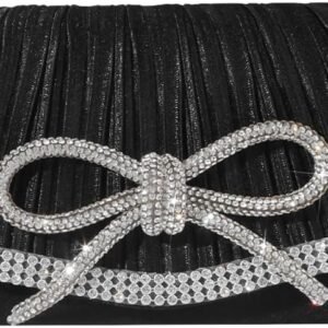 Bow Evening Bag Sparkly Clutch Purses for Women Wedding Glitter Rhinestone Party Prom Purse Dressy Clutch Bags
