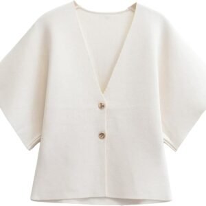 Womens Oversized Cardigans Short Sleeve Lightweight Button V Neck Casual Knit Sweater Outerwear