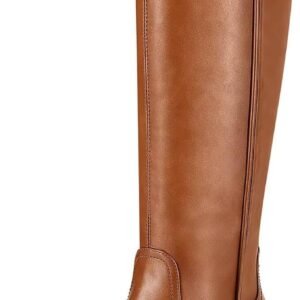 Knee High Boots for Women Chunky Heel Round Toe Leather Patent Boots Low Block Heel Tall Boots With Side Zipper