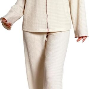 Womens Pajamas 2 Piece Comfy Pj Set Sleepwear Long Sleeve Loungewear Pajama Set for Women