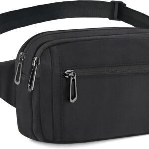 Fanny Packs for Women,Fashionable Crossbody Belt Bags Waist Pack for Teen Girls,Bum Hip Bag for Travel Hiking Cycling Running,Easy Carry Any Phone,Wallet (Black02)