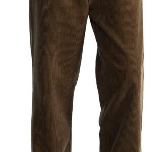 Mens Corduroy Pants Casual Straight Leg Pleated Dress Pants