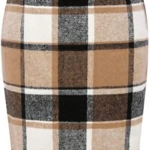 Plaid Skirts for Women Fall Winter Knee Length Pencil Wool Skirt with Slit
