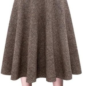 Plaid Skirts for Women Fall Winter High Waist Aline Pleated Midi Skirts