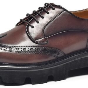 men Dress Shoes Business Casual Oxford Shoes Genuine Leather Brogue Wingtip Oxfords Classic Comfortable Lace-up Derby Shoes