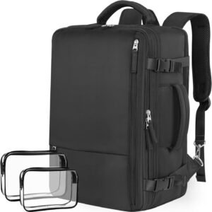 Travel Backpack for Women Men, Carry On Backpacks Personal Item Bag, TSA 17 Inch Laptop Bags, Waterproof Backpack Flight Approved, Nurse Bag Casual Daypack for , Business, , Black