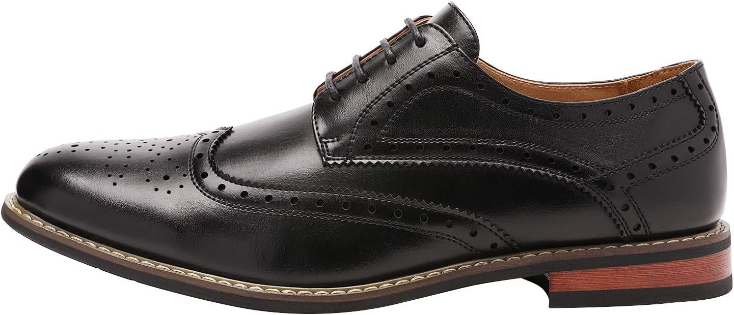 men Classic Modern Oxford Wingtip Lace Dress Shoes - Image 2