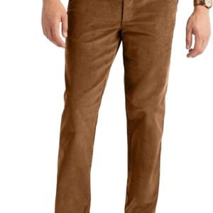 Mens Corduroy Pants - Classic Fit  Elastic Waist Dress Pant