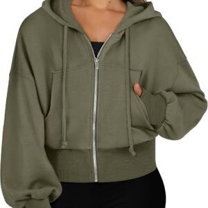 Womens Zip Up Hoodies Cropped Sweatshirts Casual Comfy Cute Zip Jackets Fashion Trendy Fall Outfits   Clothes