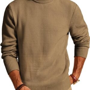 Mens Turtleneck Sweaters Long Sleeve Mock Neck Knit Sweaters Ribbed Slim Pullover Sweater