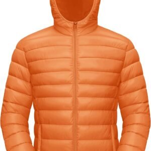 Men's Lightweight Puffer Jacket with Hood Water Resistant Windproof Insulated Jacket Quilted Lined Winter Coats