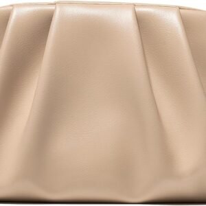 Dressy Vegan Leather Clutch Purse for Women Formal, Soft Pleated PU Evening Clutch for Weddings, Proms, Cocktail