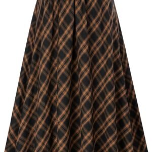 Victorian Skirts for Women Plaid Maxi High Waist Long Skirt