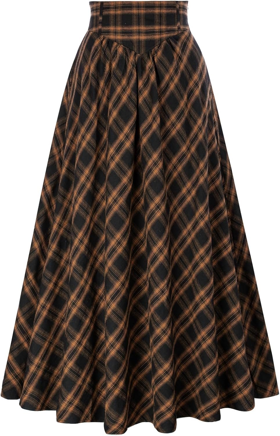 Victorian Skirts for Women Plaid Maxi High Waist Long Skirt