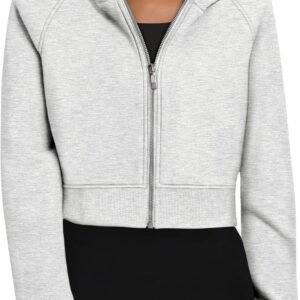 Womens Zip Up Hoodies Jackets Cropped Sweatshirts Fleece Fall Outfits Casual Comfy  Tops Winter Clothes