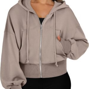 Womens Zip Up Hoodies Cropped Sweatshirts Casual Comfy Cute Zip Jackets Fashion Trendy Fall Outfits   Clothes