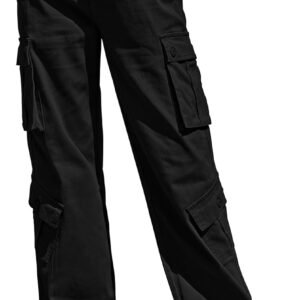 Women Pants High Waisted  Pants Combat Military Wide Leg Casual Trousers 8 Pockets