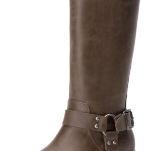 Women's Knee High Boots Combat Boots Goth Boot Lace Up Adjustable Buckles Chunky Low Heel Fall Booties with Side Zipper to t on and off