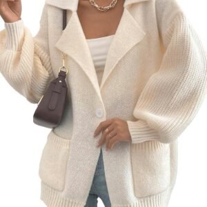 Women Open Front Knit Sweater Casual Long Sleeve V Neck Cardigan Fall
