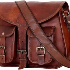 Goat Leather Crossbody  Women Shoulder Bag Satchel Ladies Travel  Genuine Leather Brown
