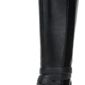 Women's Riding Knee High Boots Calf Tall Stretch Retro Low Heel 952 Boots with Zipper