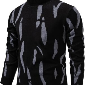 Mens Turtleneck Sweaters Cable Knit Long Sleeve Men's Pullover Sweaters
