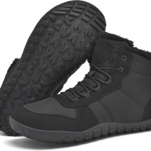 Mens Winter Barefoot Boots Insulated Warm 丨 Fur Lined Minimalist Snow Shoes 丨 Wide Toe Box + Drop Zero Sole