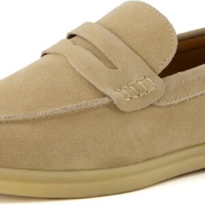 Men's Genuine Leather Slip-On Casual Penny Loafers – Memory Foam, Rubber Sole