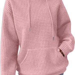 Hoodies For Women Casual Pullover Waffle Long Sleeve Drawstring Hooded Sweatshirt with Pocket