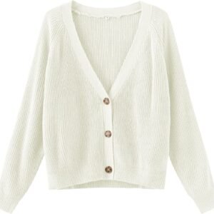 Women's Long Sleeve Knit Sweater Open Front Cardigan Button Loose Outerwear