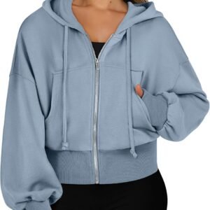 Womens Zip Up Hoodies Cropped Sweatshirts Casual Comfy Cute Zip Jackets Fashion Trendy Fall Outfits   Clothes