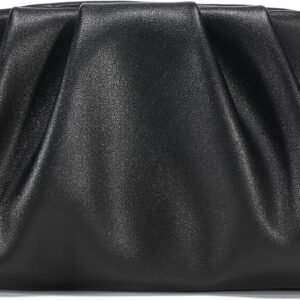 Dressy Vegan Leather Clutch Purse for Women Formal, Soft Pleated PU Evening Clutch for Weddings, Proms, Cocktail