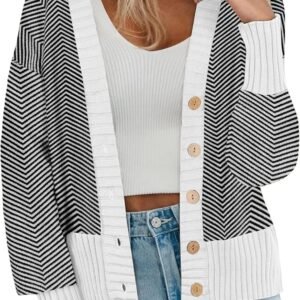 Women's Cardigan  Fall Winter Open Front Oversized Button V Neck Loose Soft Knit Sweater