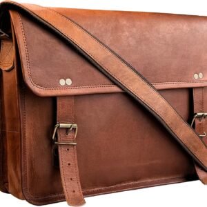 Leather Messenger Bag for Men Women - Full Grain Leather Laptop Satchel Office Shoulder Bag