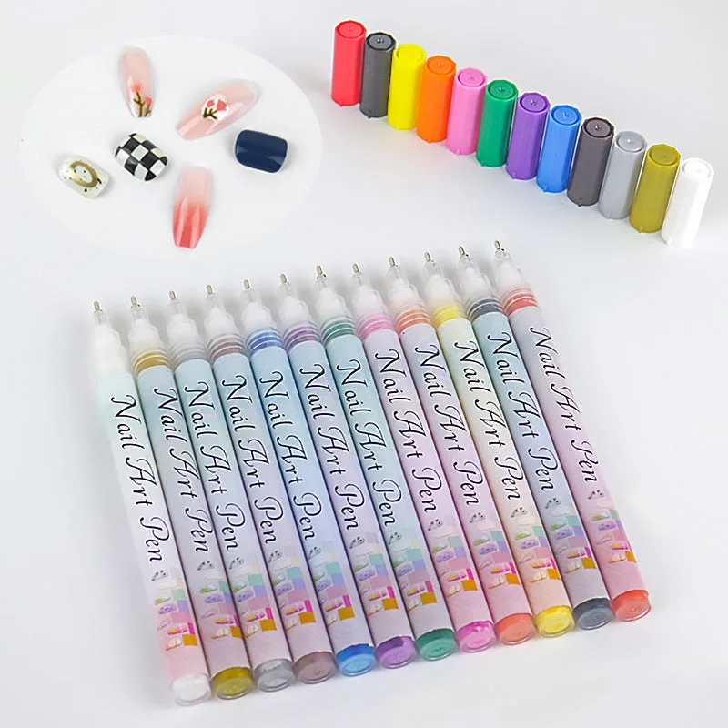 12-Color Professional Nail Art Pen Set