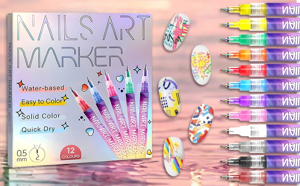 12 Colors Nail Art Pens Set