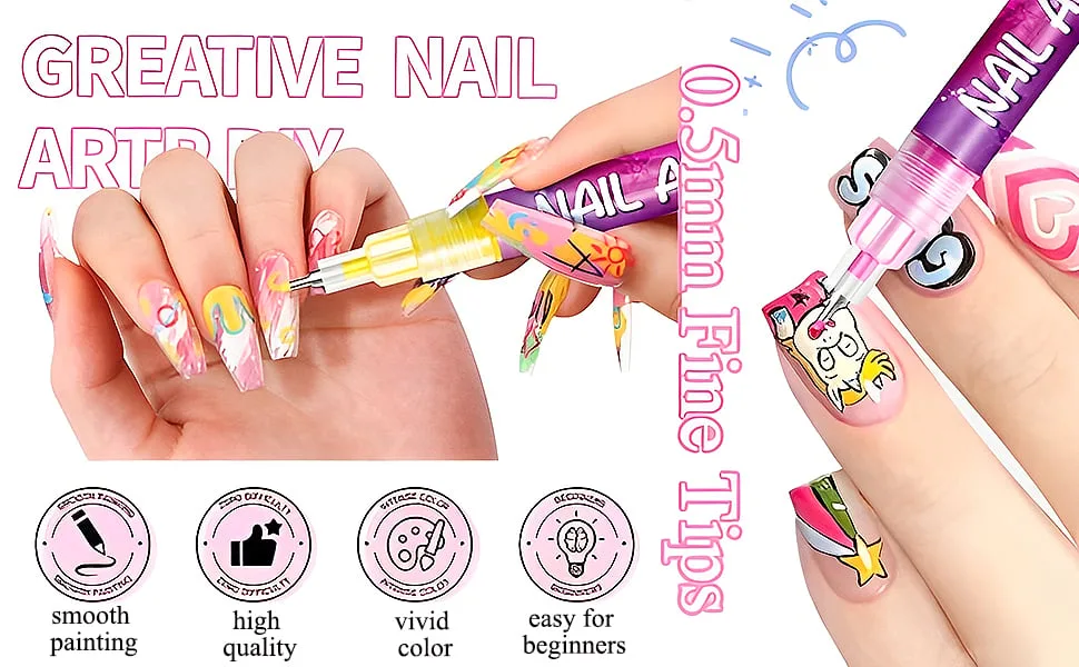 12 Colors Nail Art Pens Set