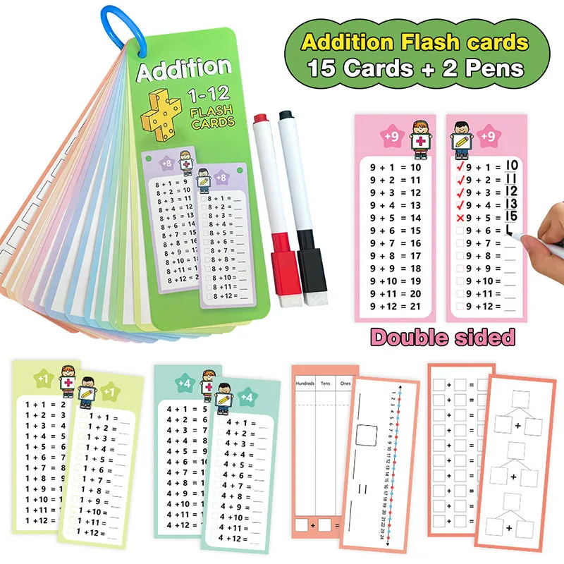 15PCS Double Sided Math Flash Cards