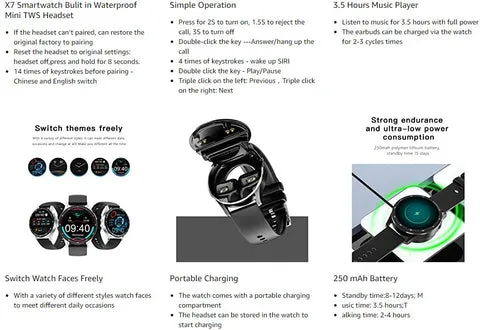 2 in 1 Smart Watch with Earbuds