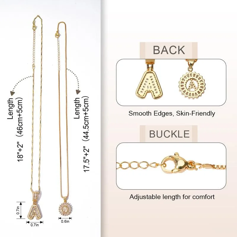 2-Pack Initial Letter Pendant Necklaces