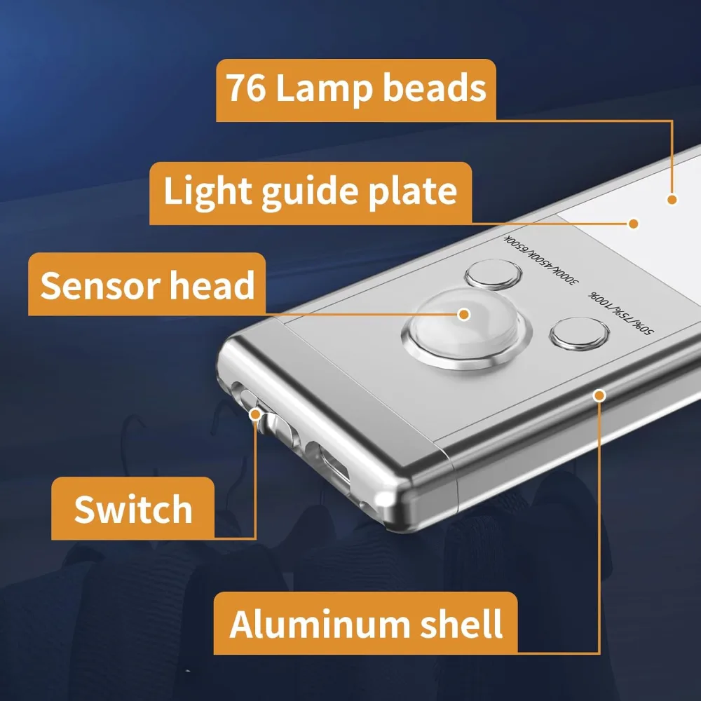 3-Color Magnetic Rechargeable LED Sensor Lights