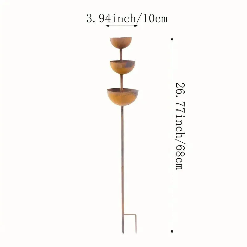 3-Tier Rustic Metal Bird Feeder & Drinker Stake