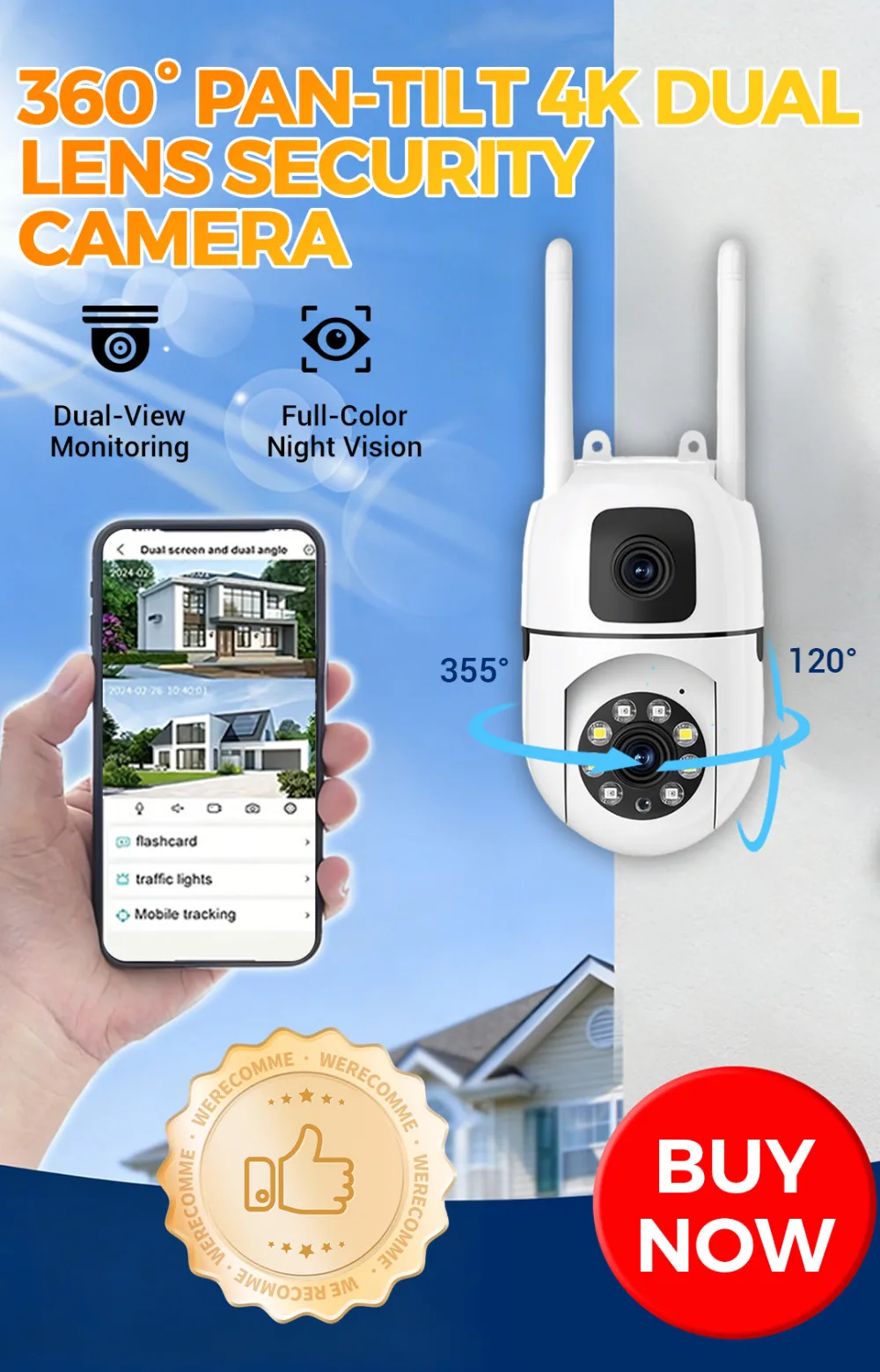 360° Pan & Tilt 4K Dual Lens Security Camera